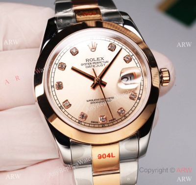 Swiss Quality Rolex Datejust II Salmon with Diamonds Citizen 8215 Watch